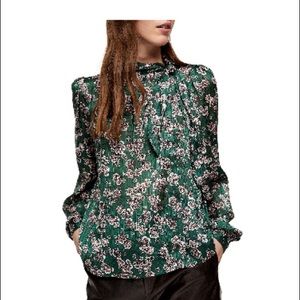 TOPSHOP Bow Neck Floral Top